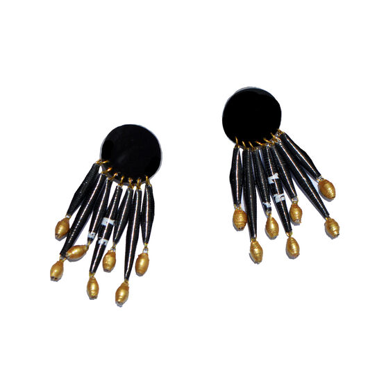 Candelabra black and gold paper earrings